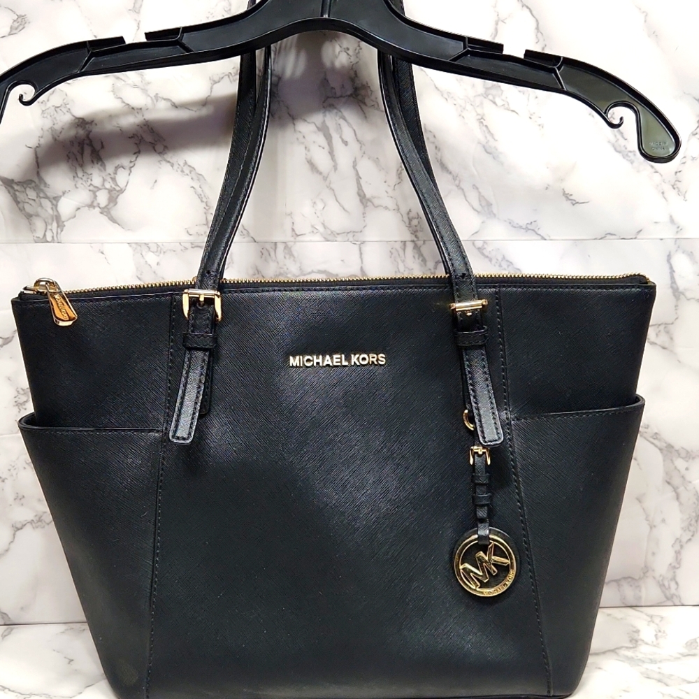 Michael Kors Black Tote with Gold Accents